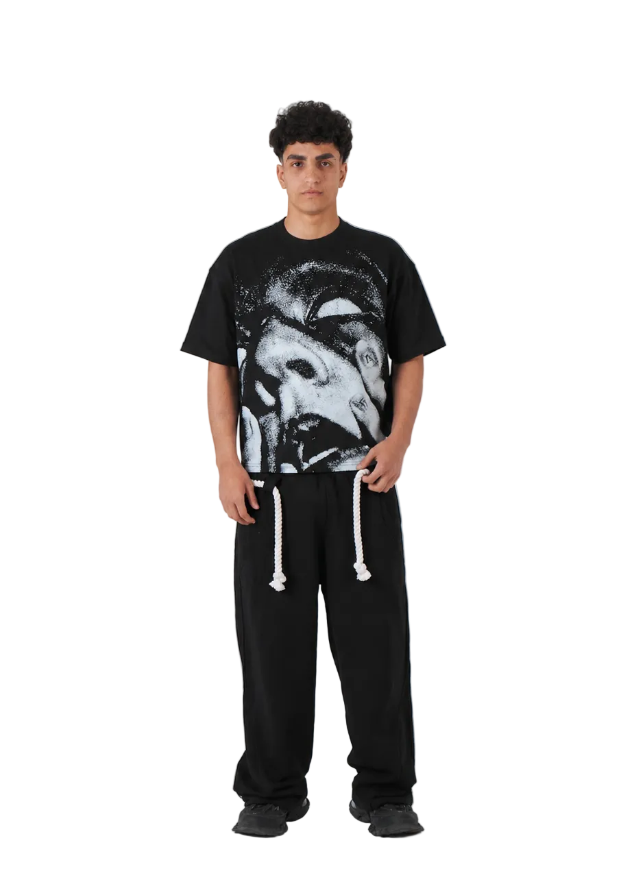 Rope Detail Wide-Leg Sweatpants