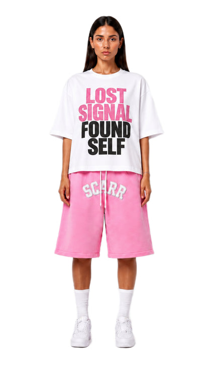 LOST SIGNAL PINK TEE - T-shirt boxy fit