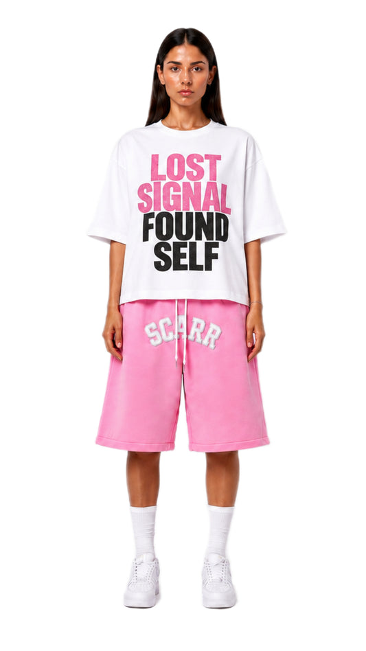 LOST SIGNAL PINK TEE - T-shirt boxy fit