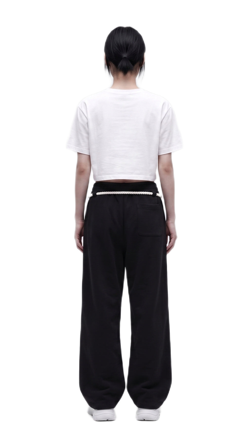 Rope Detail Wide-Leg Sweatpants