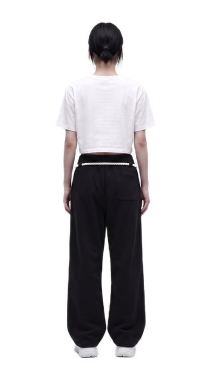 Rope Detail Wide-Leg Sweatpants
