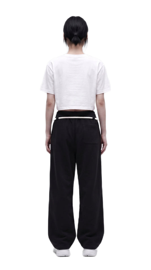 Rope Detail Wide-Leg Sweatpants