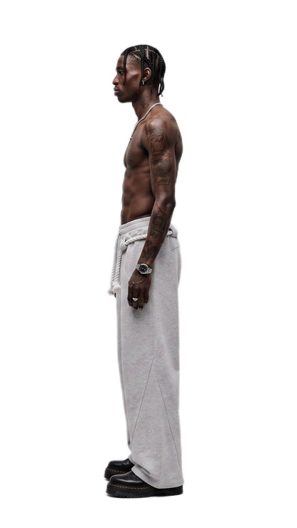 Heather Gray Rope Detail Wide-Leg Sweatpants