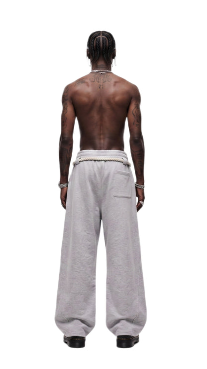 Heather Gray Rope Detail Wide-Leg Sweatpants