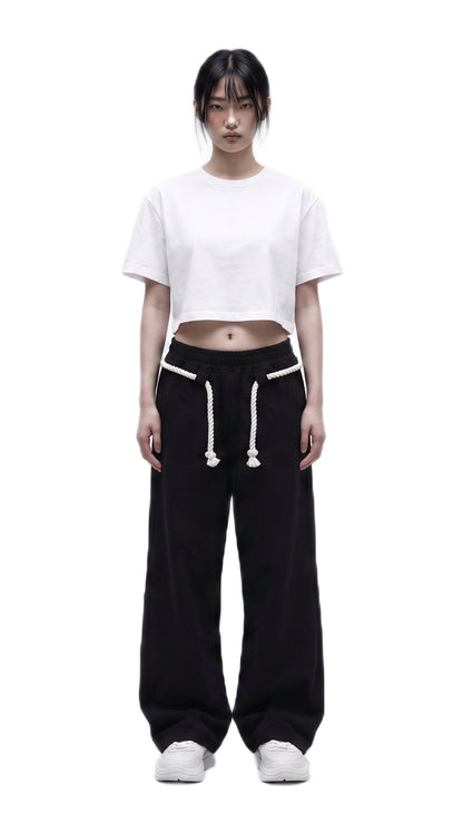 Rope Detail Wide-Leg Sweatpants