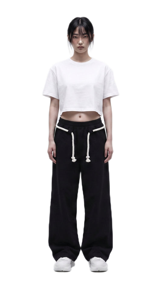 Rope Detail Wide-Leg Sweatpants