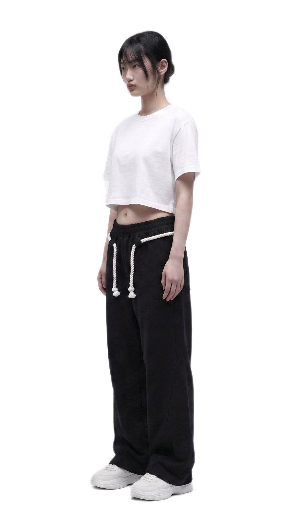 Rope Detail Wide-Leg Sweatpants