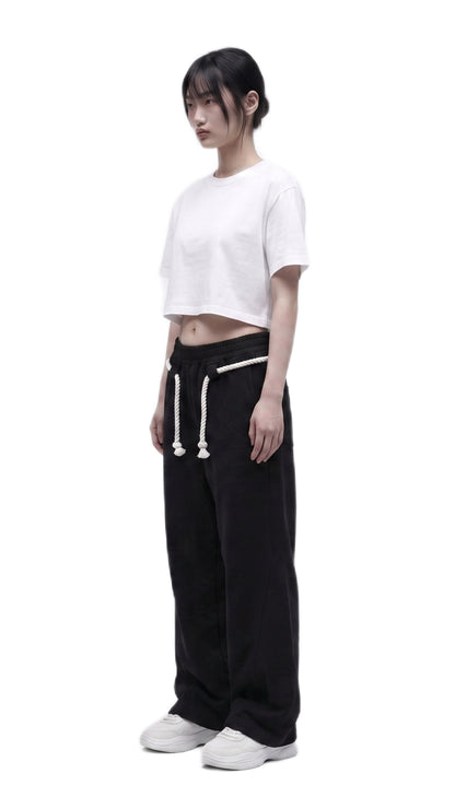 Rope Detail Wide-Leg Sweatpants