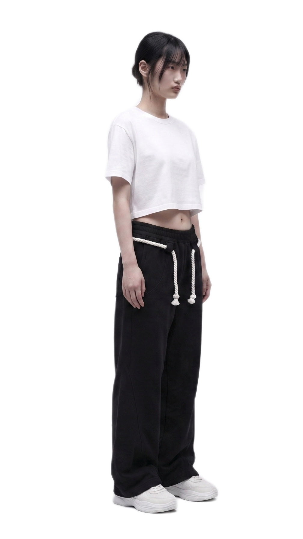 Rope Detail Wide-Leg Sweatpants
