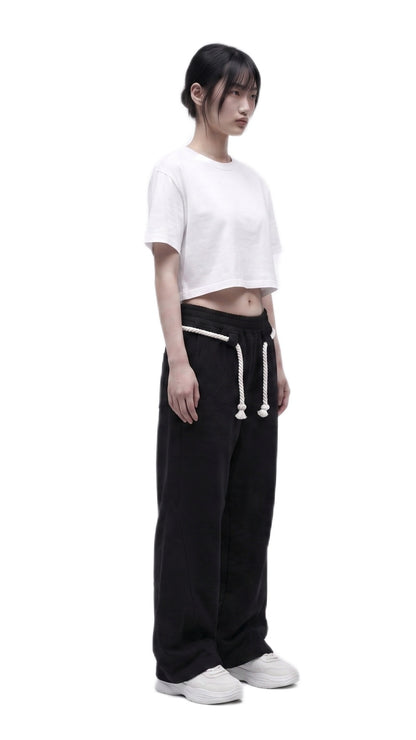 Rope Detail Wide-Leg Sweatpants