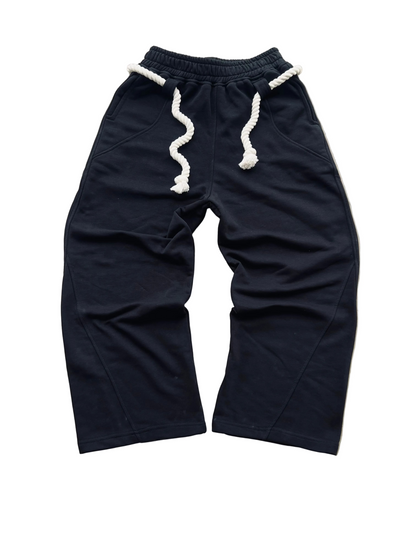 Rope Detail Wide-Leg Sweatpants