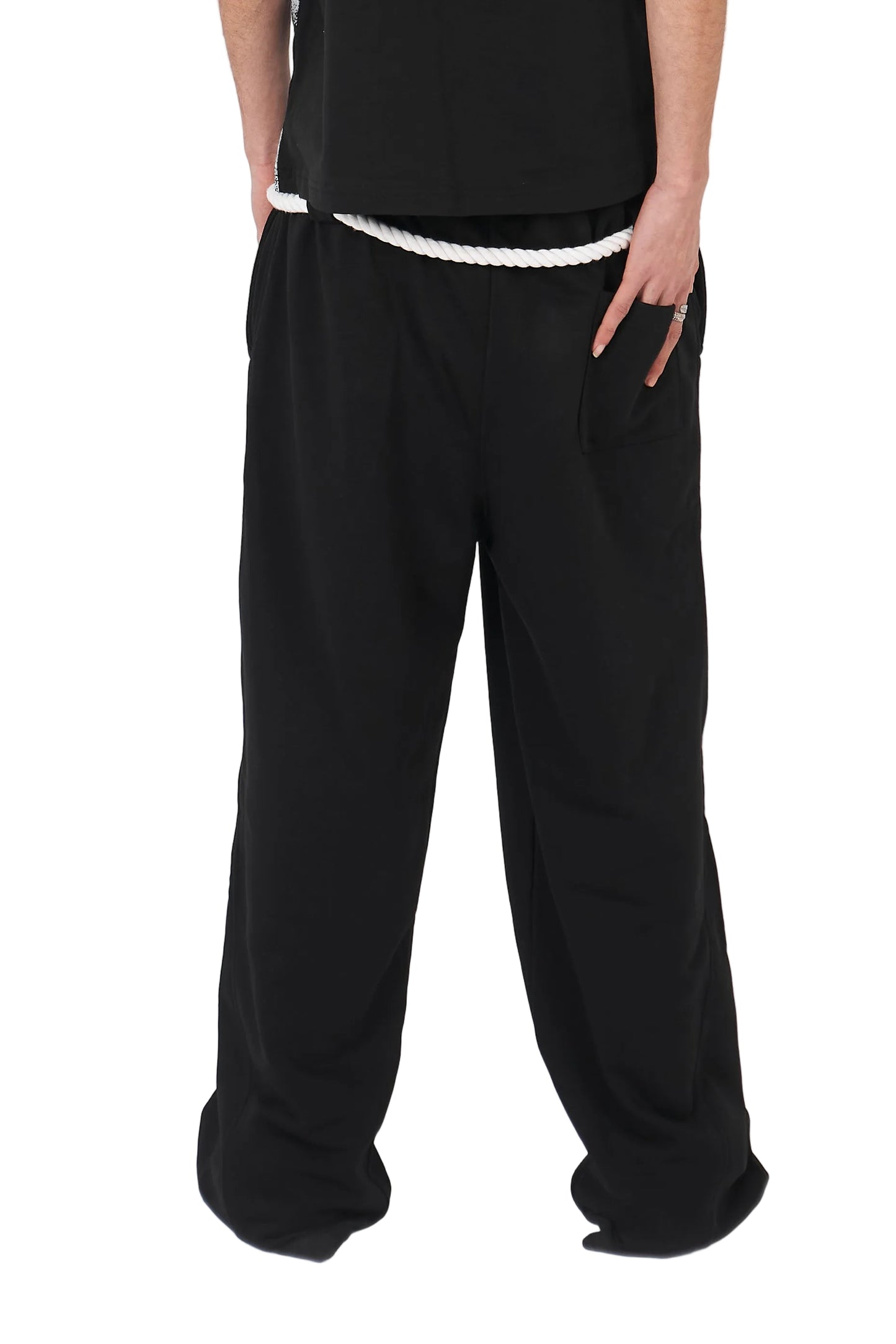 Rope Detail Wide-Leg Sweatpants