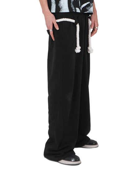 Rope Detail Wide-Leg Sweatpants