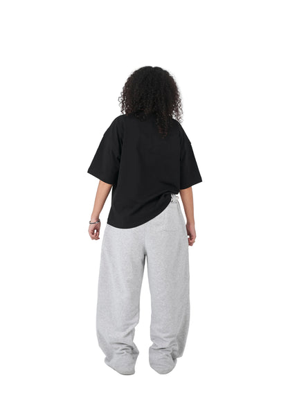 Heather Gray Rope Detail Wide-Leg Sweatpants