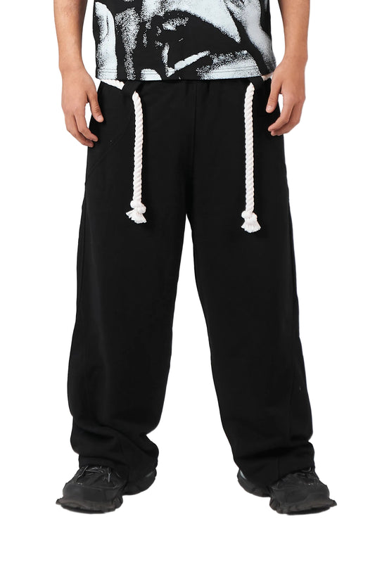 Rope Detail Wide-Leg Sweatpants