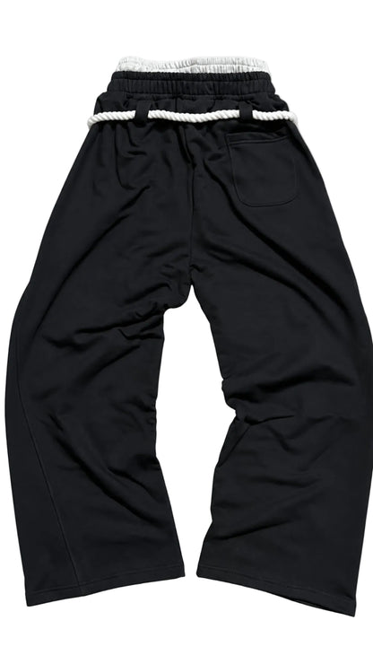 Rope Detail Wide-Leg Sweatpants